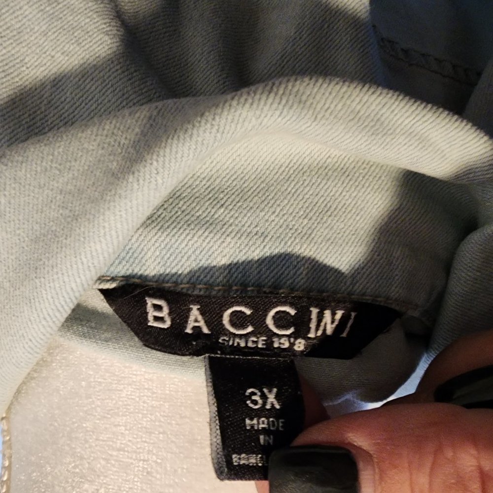 Baccini Pearl Embellished Acid Washed Denim Jacket - Picture 5 of 5